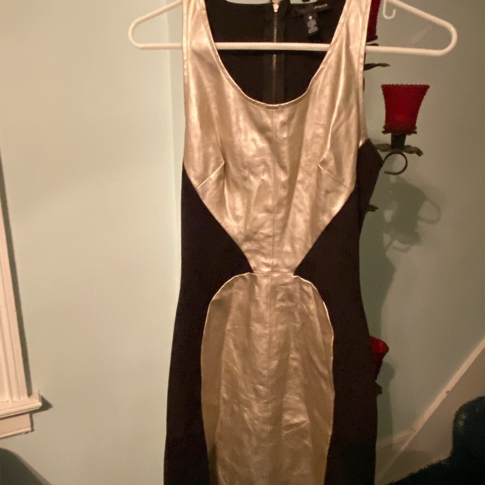 Aqua Black and Gold Sleeveless Cocktail Dress - Picture 2 of 4